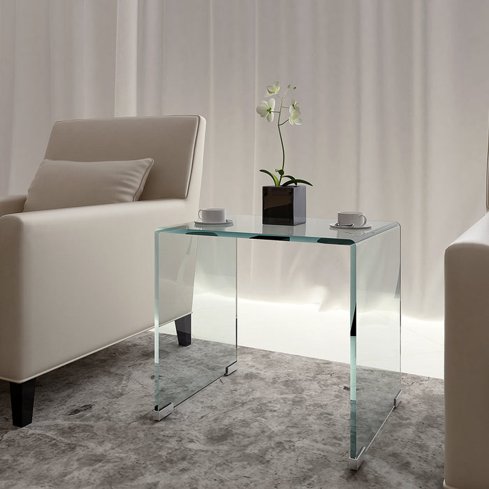 Whole Tempered Glass End Table Transparent