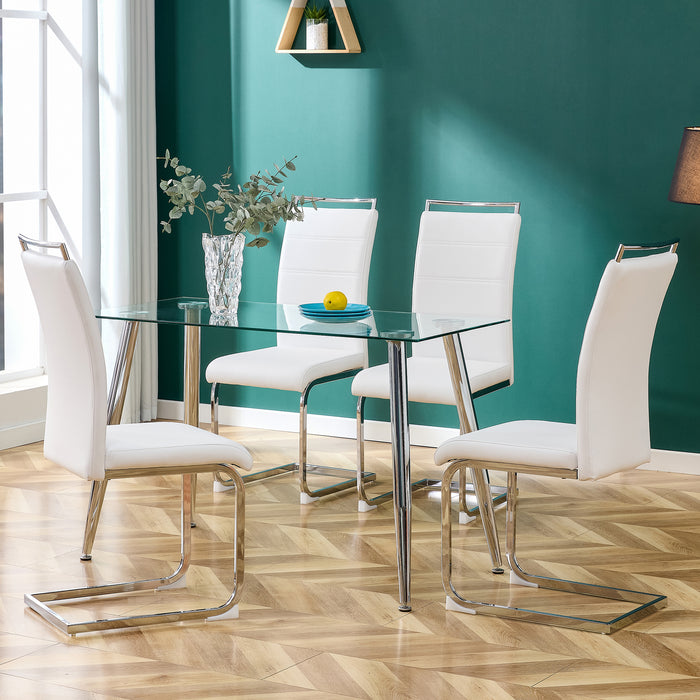 Modern Dining Chairs (Set of 4) ( White+PU)