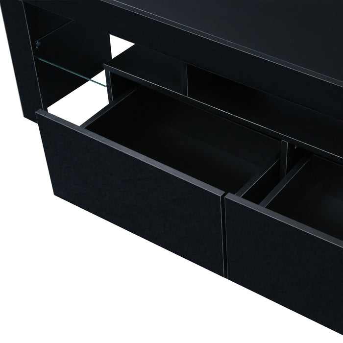 Modern Black TV Stand, w/Remote Control Lights