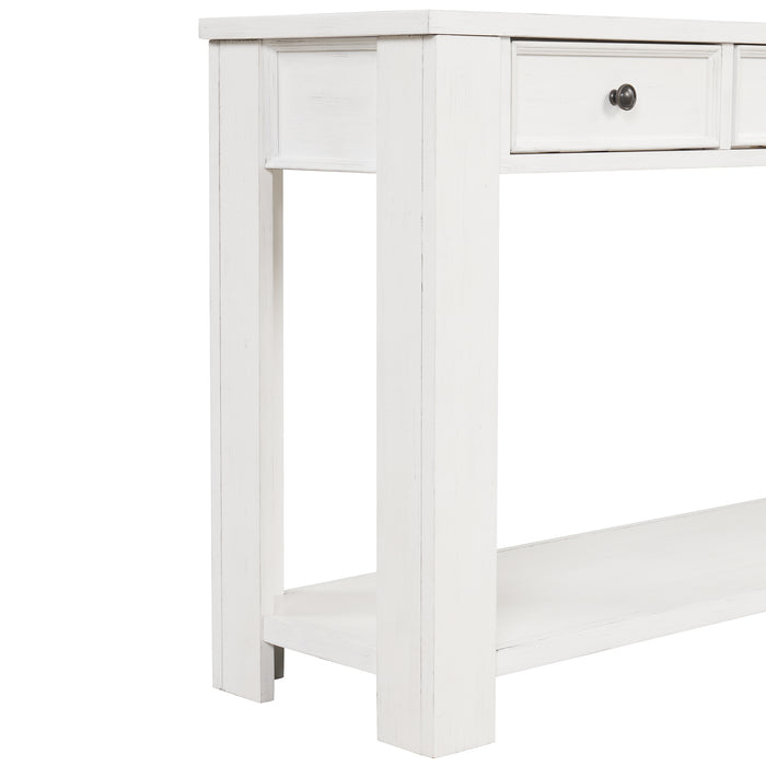 Pine Wood Console Table - Antique White