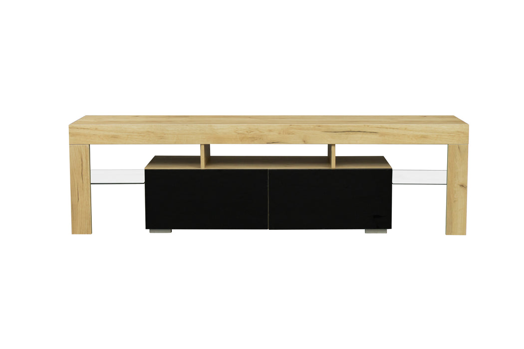 Simple Design TV Stand (Oak,Black)