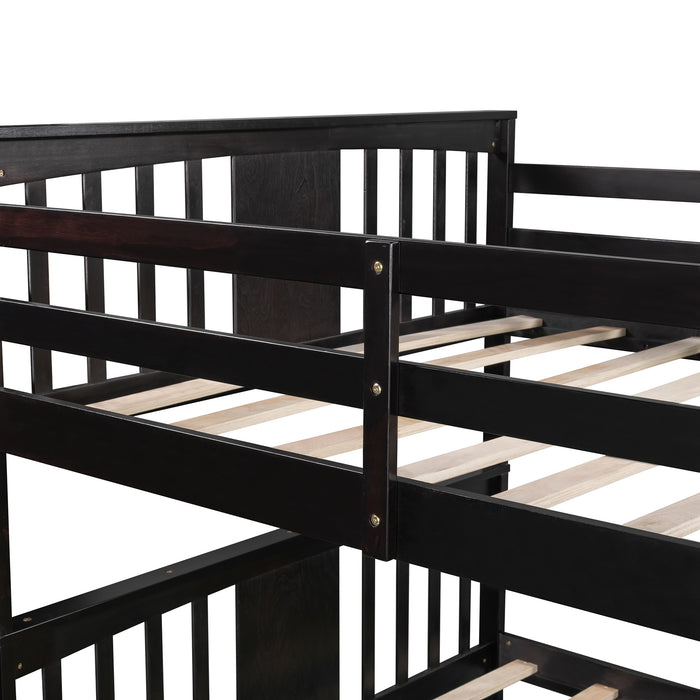 Full over Full Bunk Bed with Ladder  - Espresso