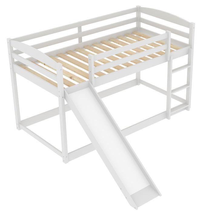 Twin over Twin Bunk Bed with Convertible Slide and Ladder - White