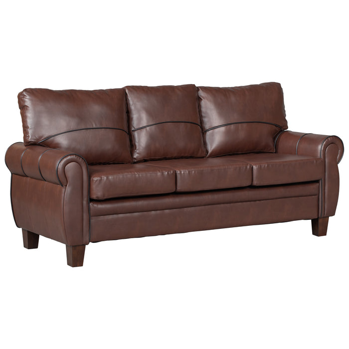 Mid-Century Sofa PU Leather Upholstered Couch (sofa)