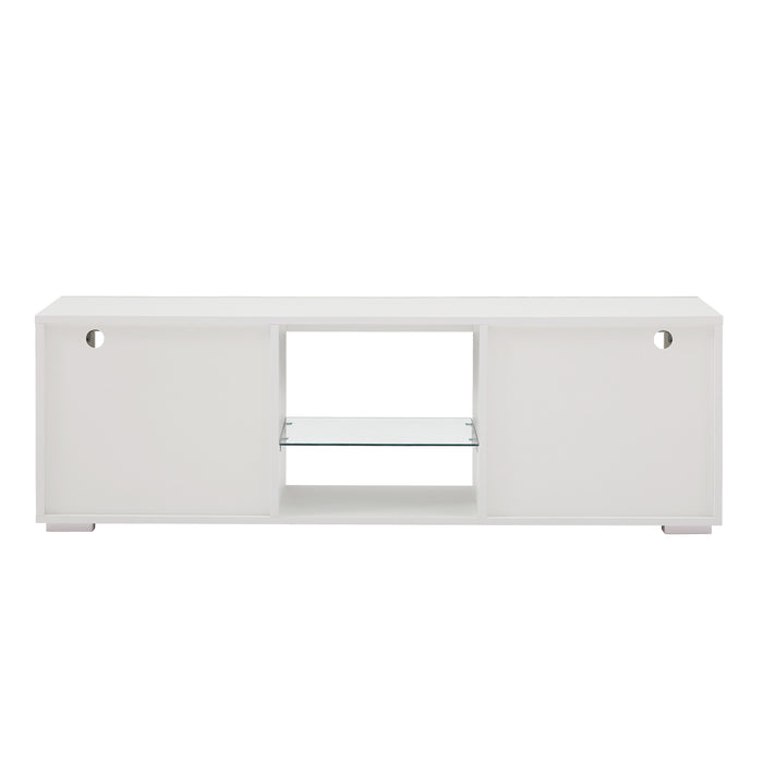 White morden TV Stand with LED Lighte:WHITE