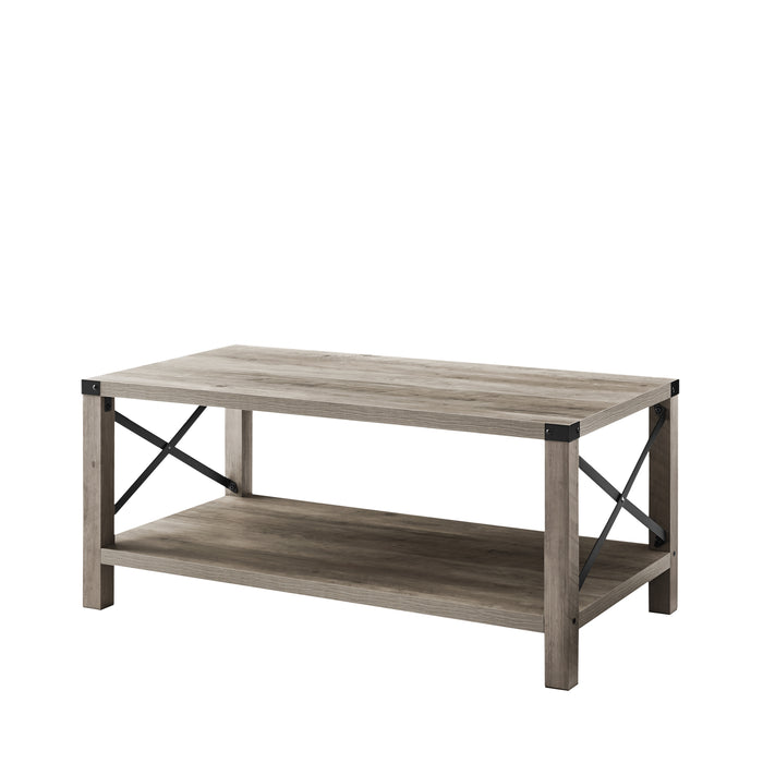 Modern Farmhouse Coffee Table, X- Frame (Gray)