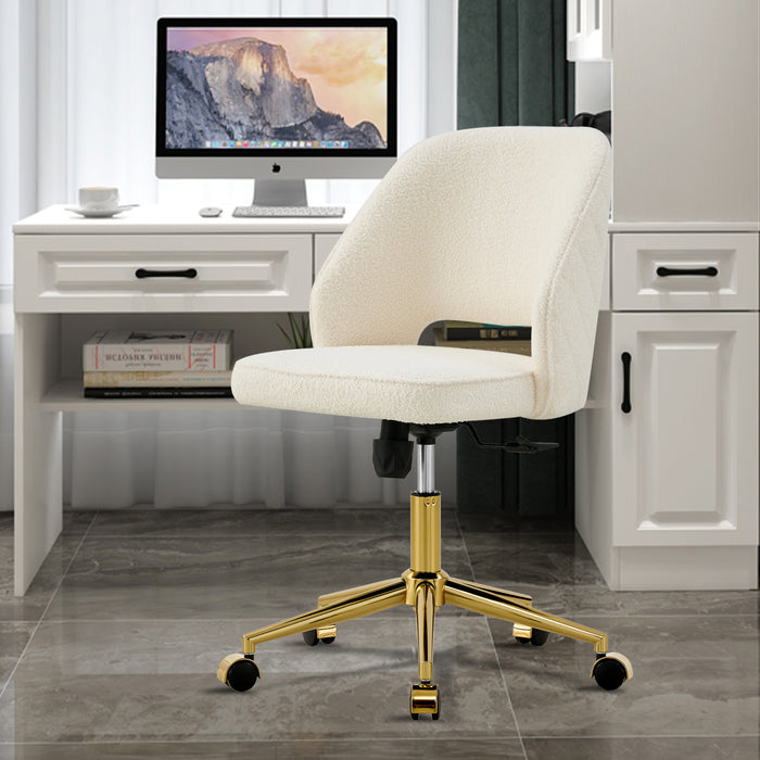 Modern Teddy Velvet Office Chairs, Adjustable 360 °Swivel - White