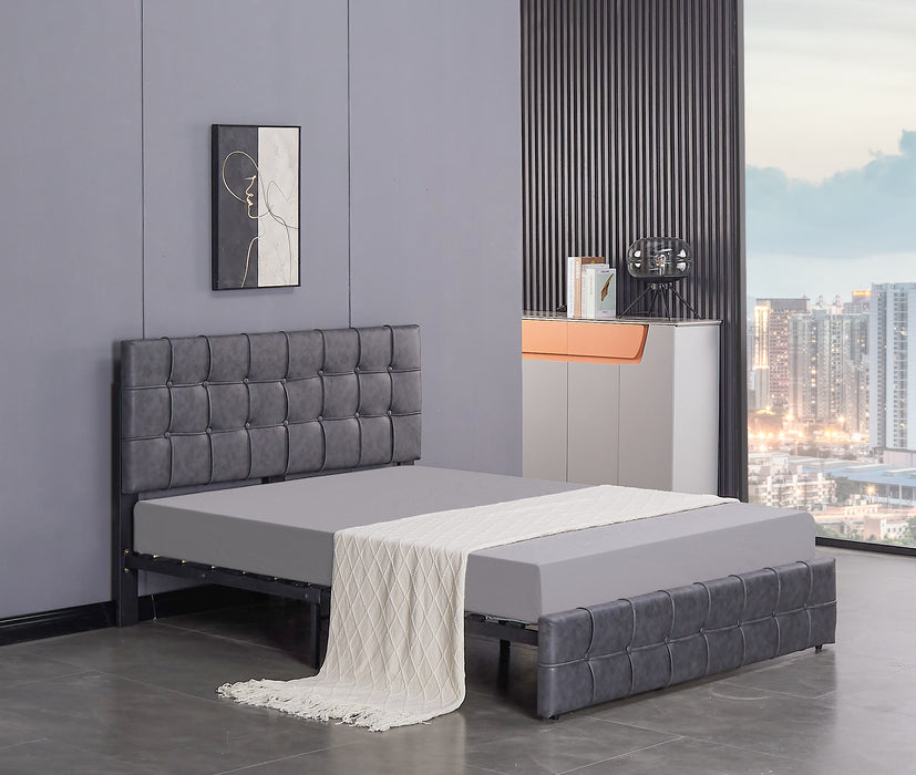 Queen Size Modern Upholstered Platform Bed with Adjustable Headboard, and Heavy Duty Bed Frame - Grey