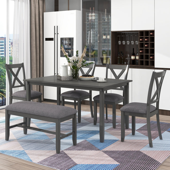 6-Piece Kitchen Dining Table Set - Gray