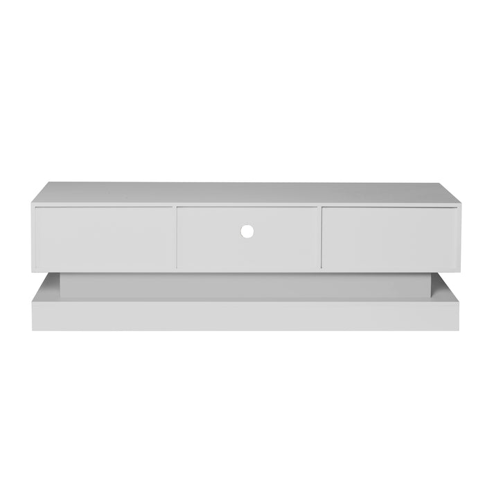 WHITE morden TV Stand with LED Lights - WHITE