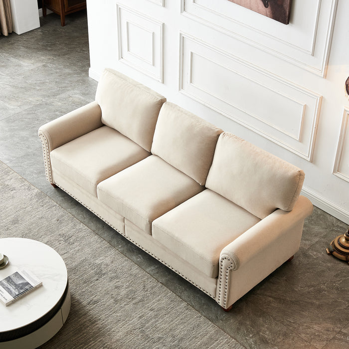 Rolled Arm Sofa - Beige