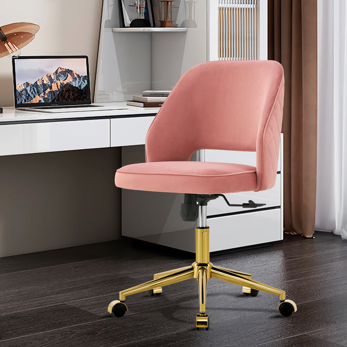 Modern Velvet Office Chairs, Adjustable 360 °Swivel Chair - Pink