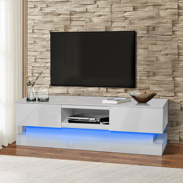 WHITE morden TV Stand with LED Lights - WHITE