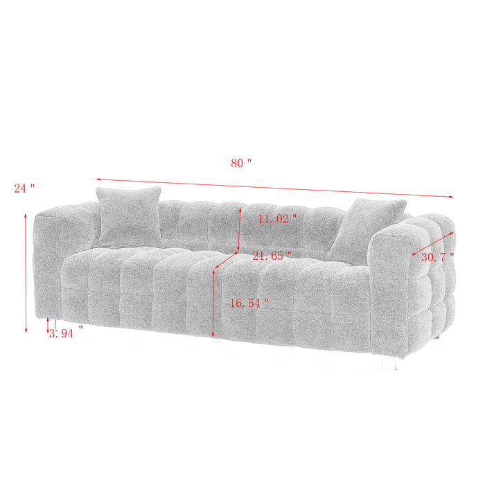 White fleece Sofa /w 2 pillows - White