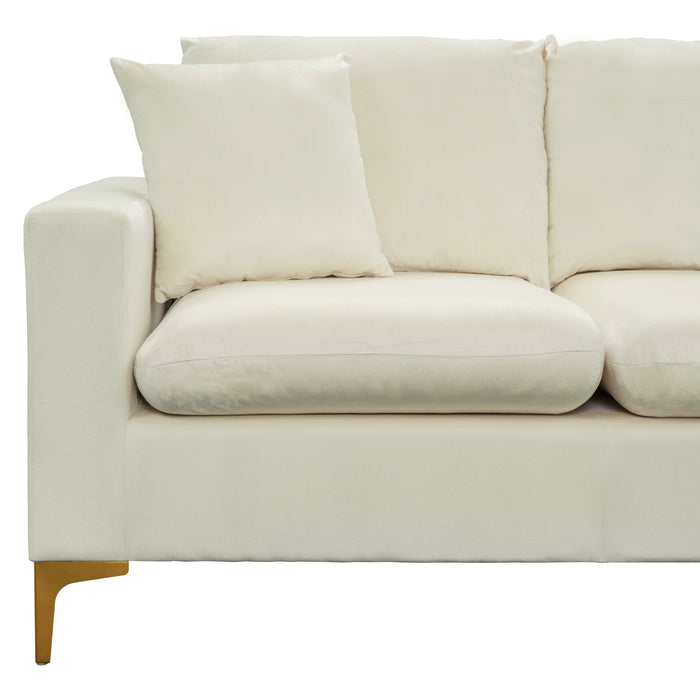 L-Shape Sectional Sofa with Ottoman -Cream