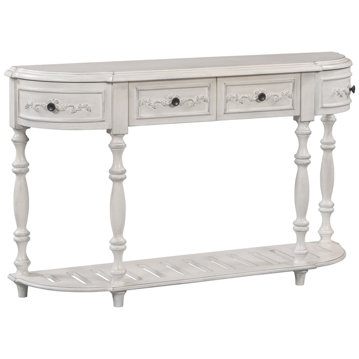 Modern and Contemporary Curved Console Table  for Hallway Living Room Bedroom - Antique White