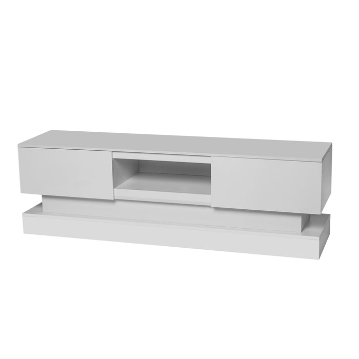 WHITE morden TV Stand with LED Lights - WHITE