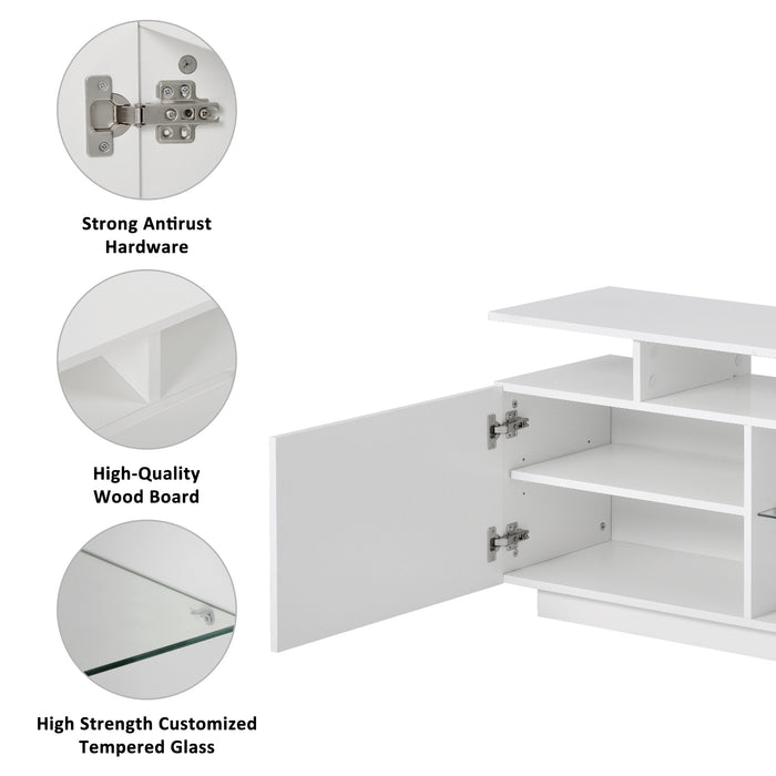 Modern TV Stand for TVs up to 65inches with LED lights, 16 Colors - White