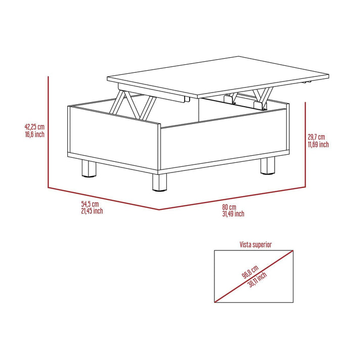 Modern Lift Top Coffee Table - White