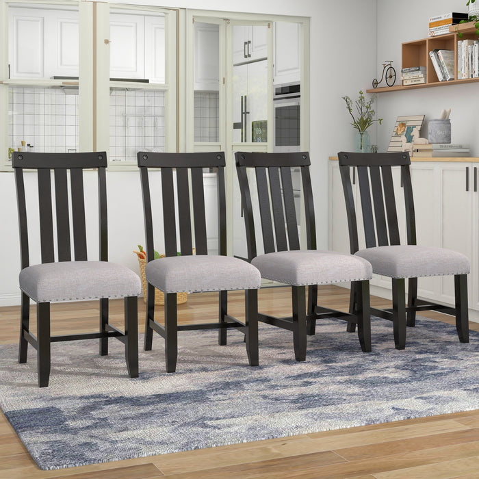 Fabric Upholstered Dining Chairs -Set of 4 (Espresso)