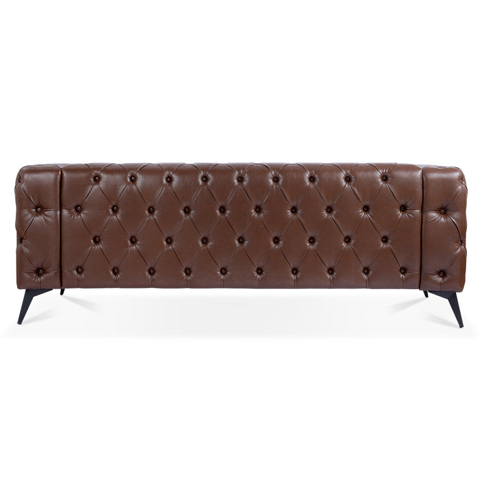 Traditional  Square Arm, removable cushion 3 seater Sofa - Brown