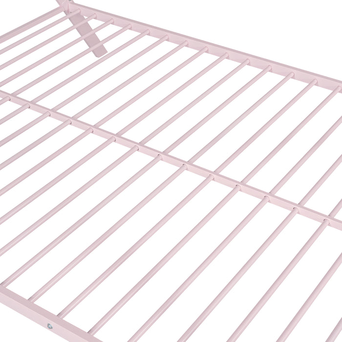 Tent Bed Frame Full Size, Metal Floor, No Box Spring Needed Pink