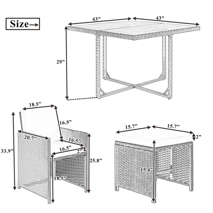 All-Weather PE Wicker Dining Table Set (9-Piece)