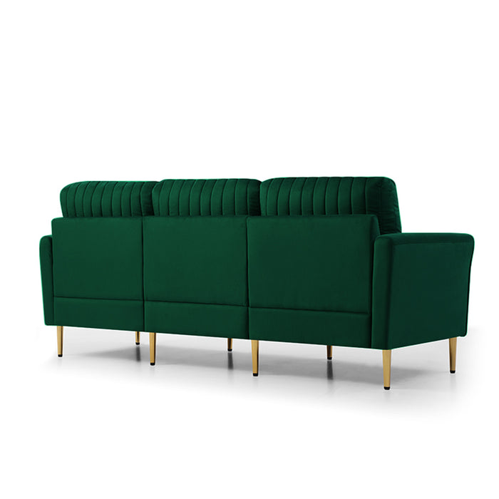 Upholstered Velvet Sofa With Reversible Cushions - Green