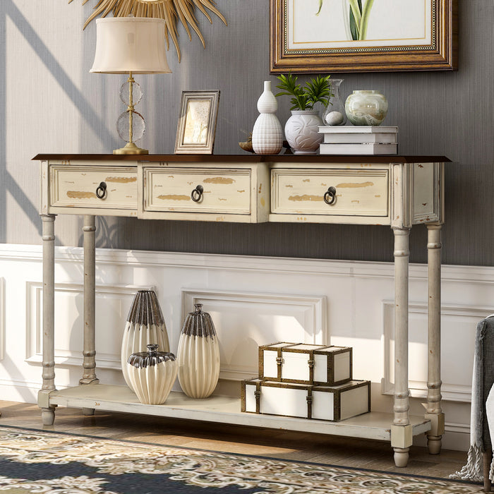 Console Table with Drawers - (Beige)