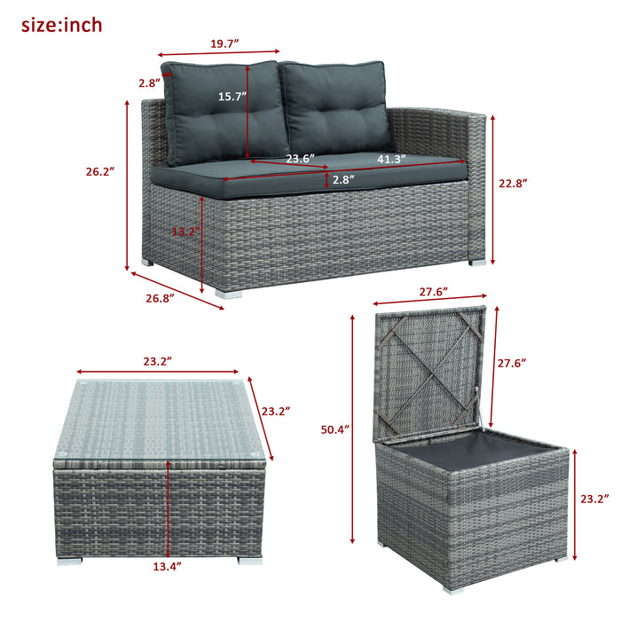 Outdoor Furniture Sofa Set with Large Storage Box