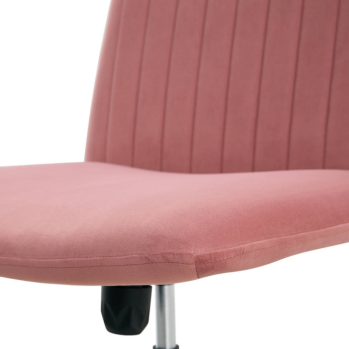 Pink Velvet Home Office Chair - No Wheels