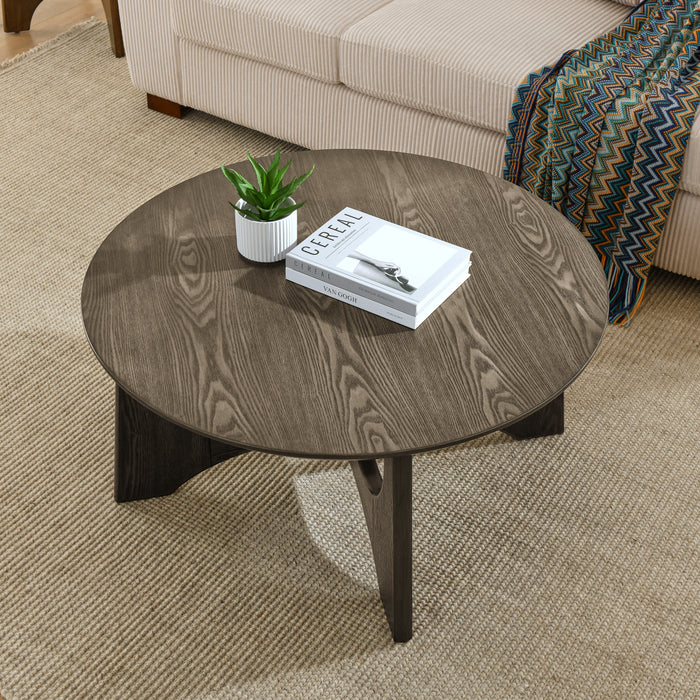 Round Wooden Coffee Tables for Living Room - Walnut