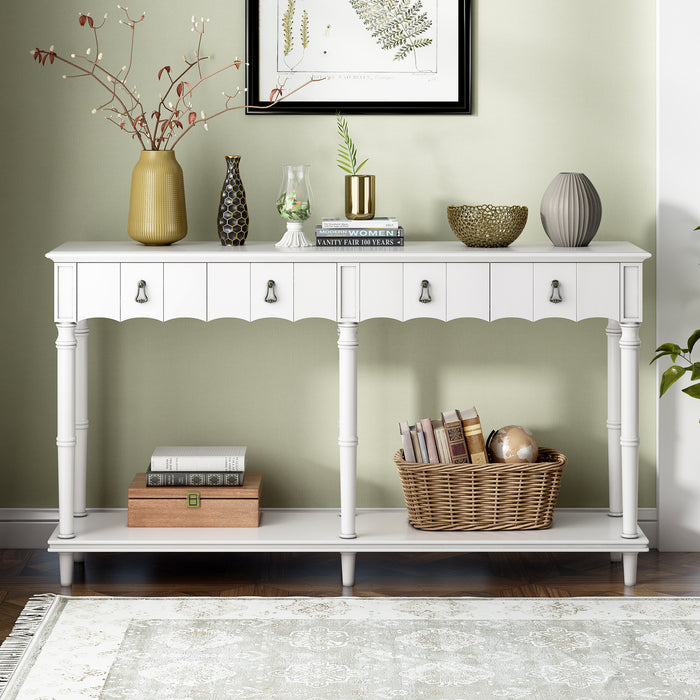 Country Console Table for Hallway - Antique White