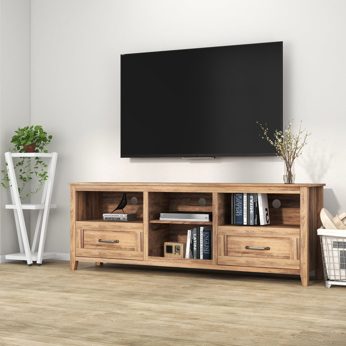 70.08 Inch TV Stand - Yellow Walnut