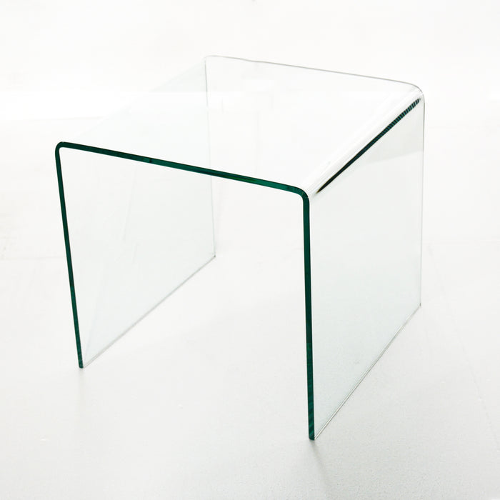 Small Clear Glass End Table, Tempered Glass