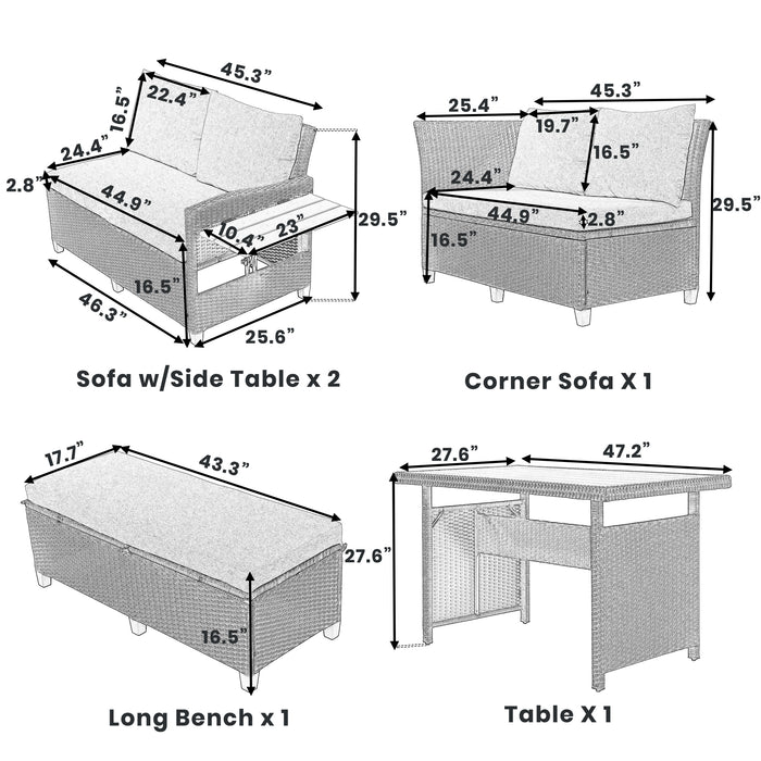 5-Piece Outdoor Patio Set - Brown