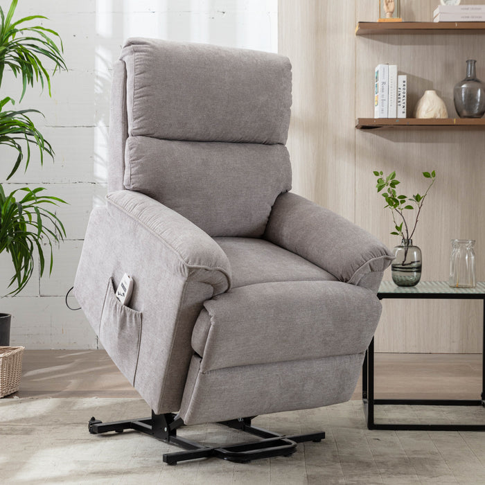 Deluxe Power Lift Recliner with Massage and Heat Function,Light Gray