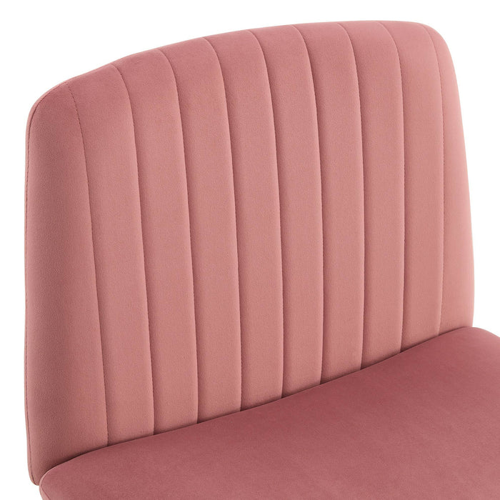 Pink Velvet Home Office Chair - No Wheels