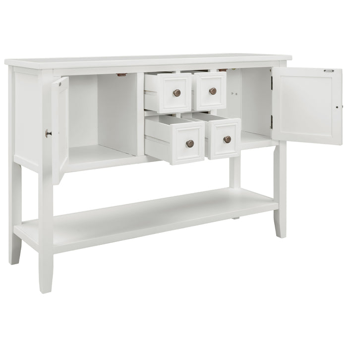 Console Table with Bottom Shelf - White