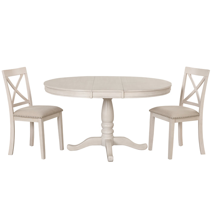 5 Piece Modern Dining Table Set - White