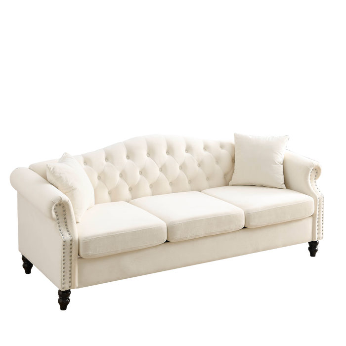 Chesterfield  Velvet Sofa - Beige