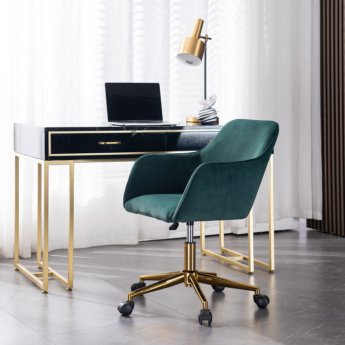 Modern Velvet Home Office Chair - Dark Green