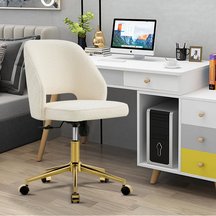 Modern Teddy Velvet Office Chairs, Adjustable 360 °Swivel - White