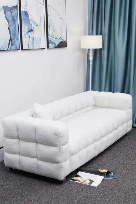 White fleece Sofa /w 2 pillows - White