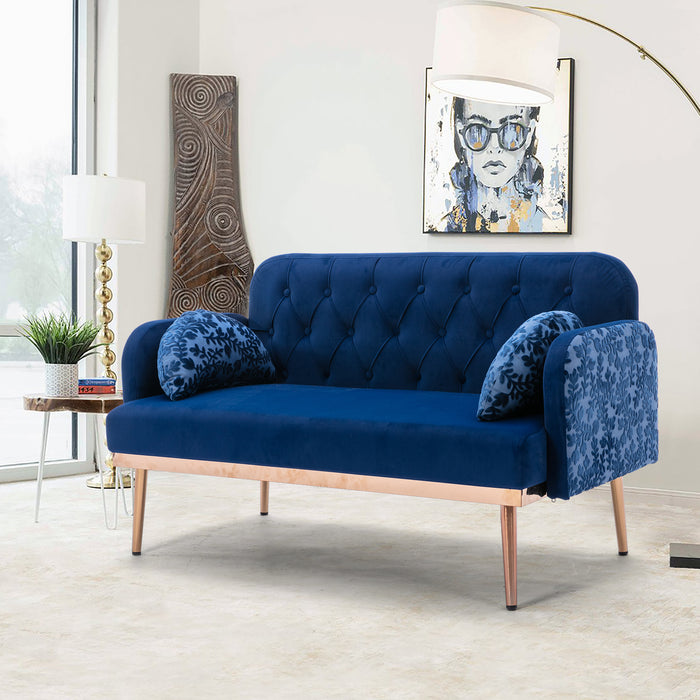 Modern Velvet  Sofa Futon - Navy