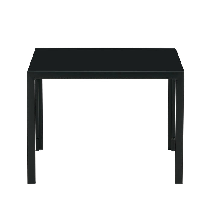 Coffee Table Set of 2, Square Modern Table with Tempered Glass Finish - Black