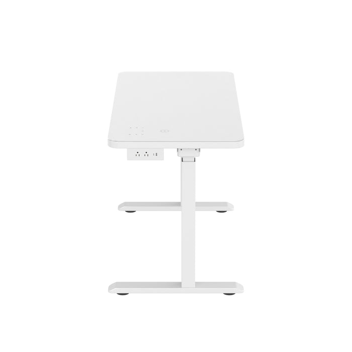 Glass tabletop standing desk - White