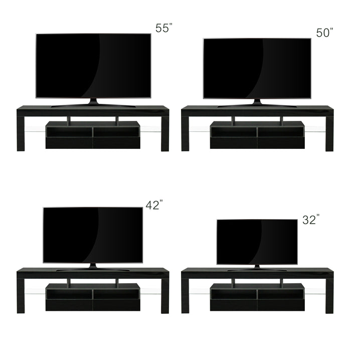 TV Stand Cabinet with 2 Drawers & ,20-color RGB LED lights -Black