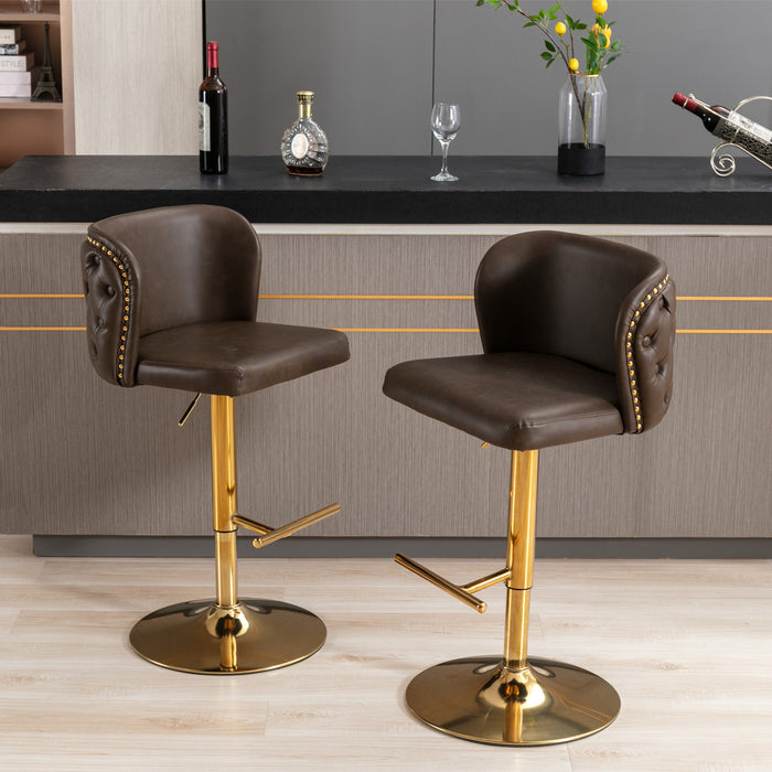 Swivel Barstools, Brown (Set of 2）