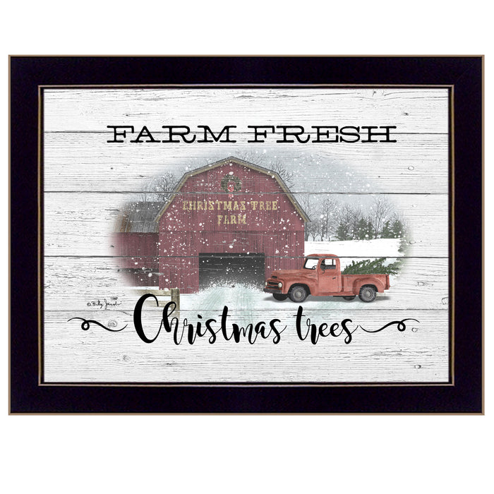 "Farm Fresh Christmas Trees" Ready to Hang Framed Print - Black Frame